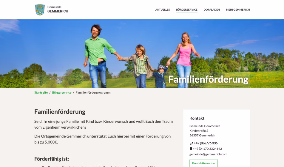 Thumbnail der Websitereferenz Gemeinde Gemmerich